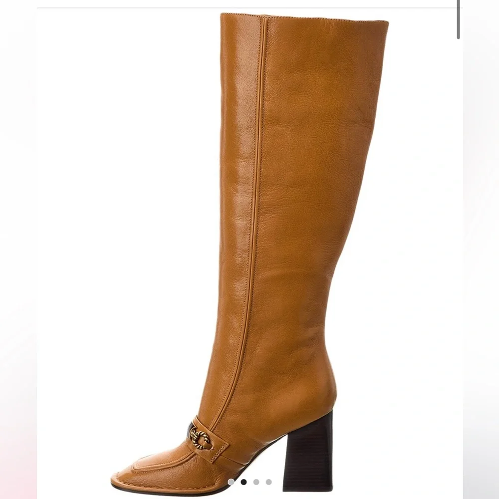 Tory Burch Perrine Tall Leather Knee-High Boot -  in caramel corn leather
